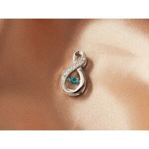 DAINTY CZ NECKLACE, Blue Cubic Zirconia Pendant925 Sterling Silver